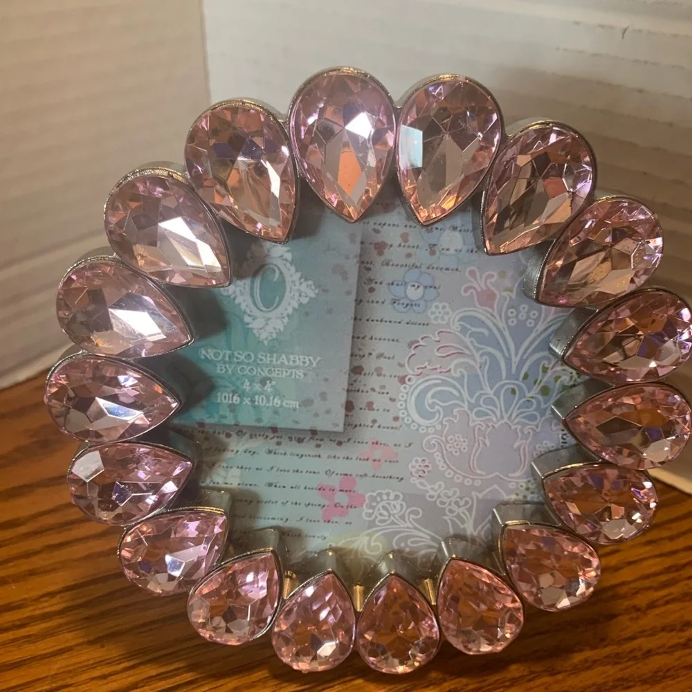 Pink Teardrop Crystal Photo Frame baby, girls, gift, bling wedding